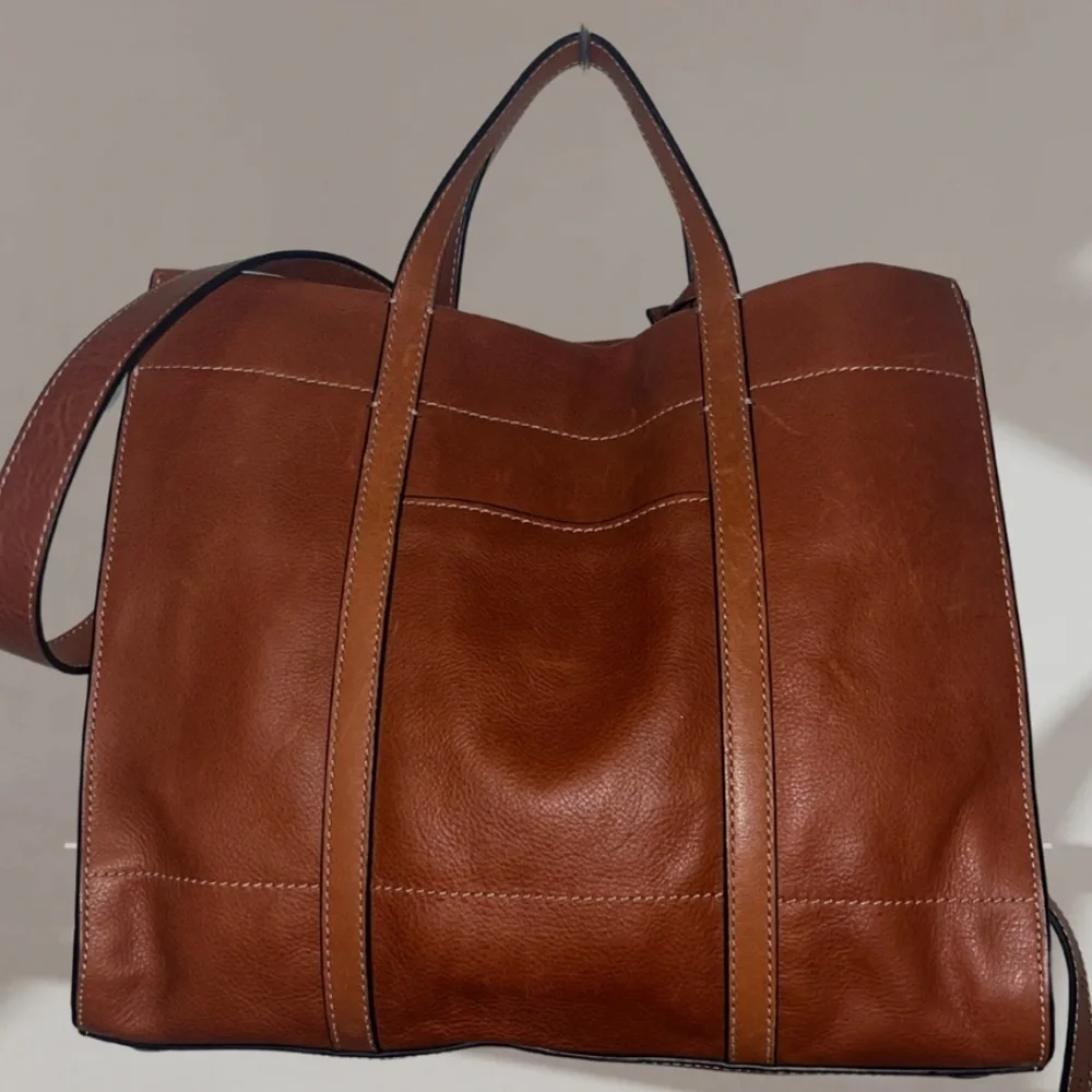 Fossil Carmen Brown Leather Tote Bag - Picture 6 of 6
